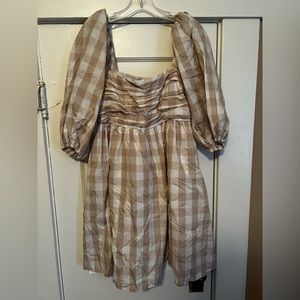 Plaid Puff Sleeve Dress